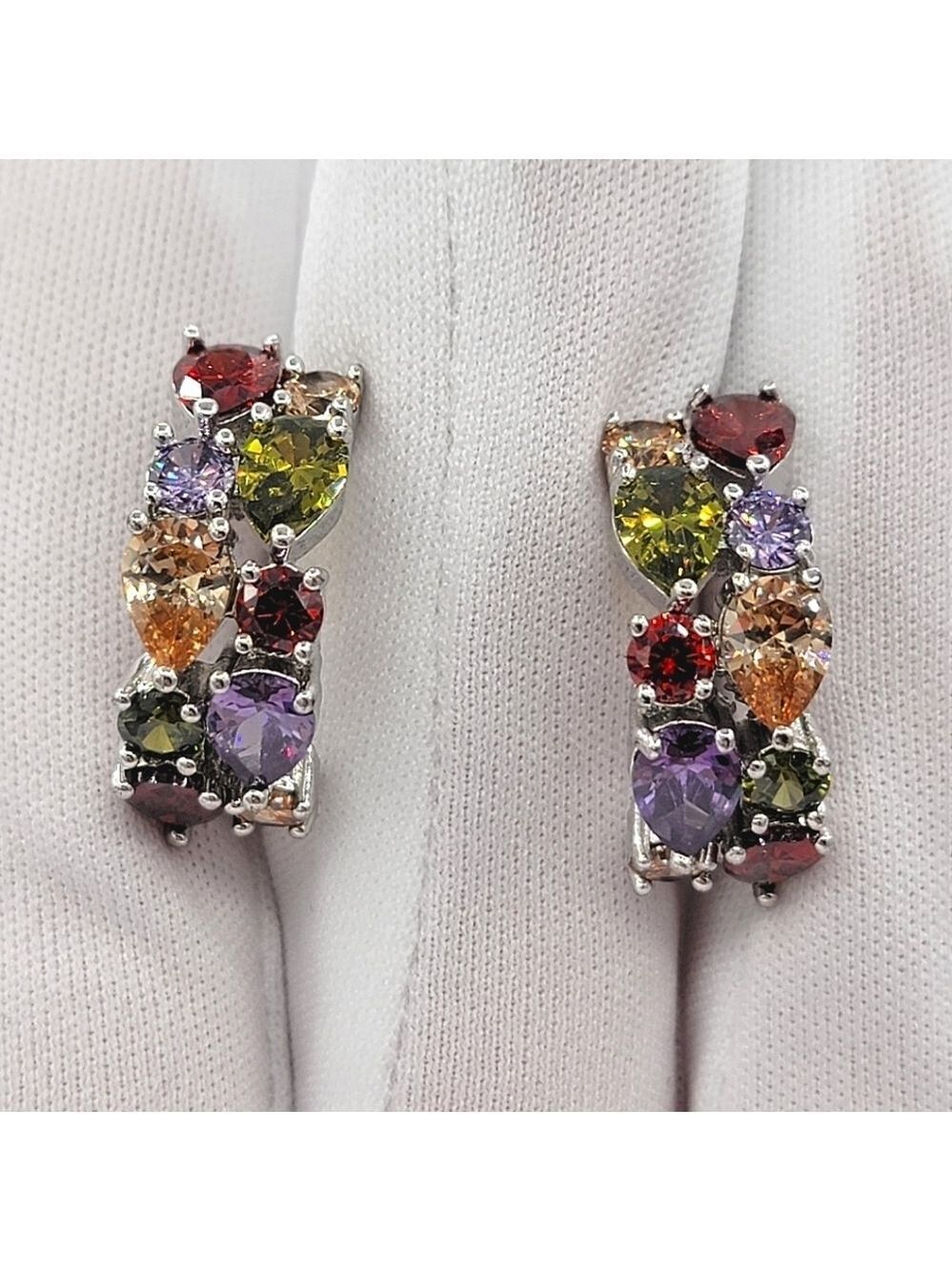 Multicolor Crystal Hoop Earrings #2258